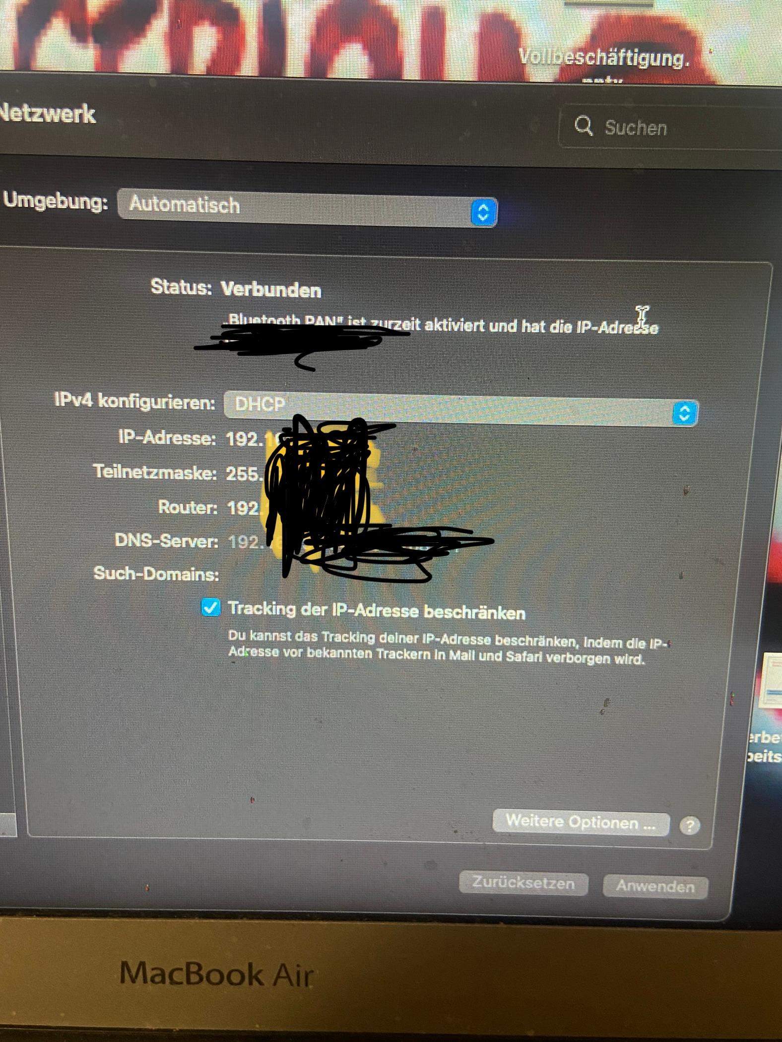 MacBook Hama Adapter LAN verbunden aber kein