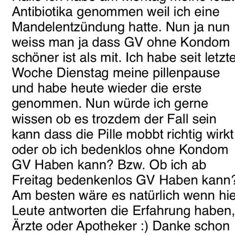 Hier aber leider nicht komplett deswegen - (Pille, Antibiotika, Kondom)