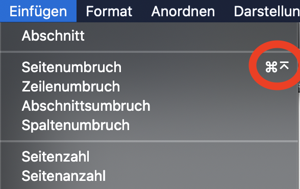 MacOS Sonderzeichen-Pages Seitenumbruch?
