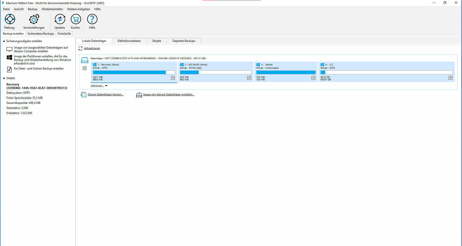 Macream Macrium Reflect erkennt SSD nicht? (Windows, Festplatte, Speicher)
