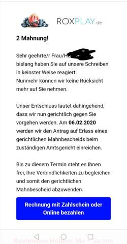Mahnung Von Roxplay Recht