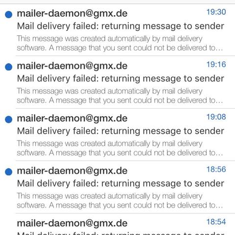 Mailer Daemon von GMX kenne aber Absender nicht?