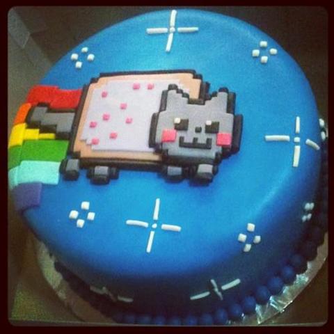 Nyan-Cat Kuchen - (Essen, Kuchen, grau)
