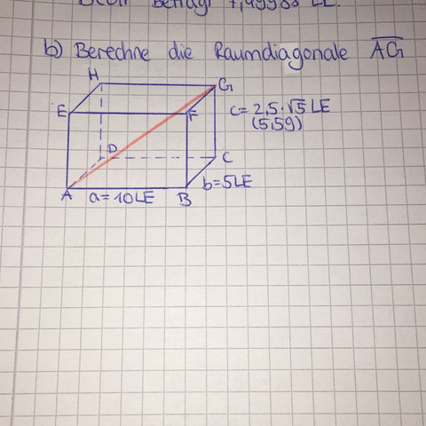 Raumdiagonale quader | Diagonale berechnen