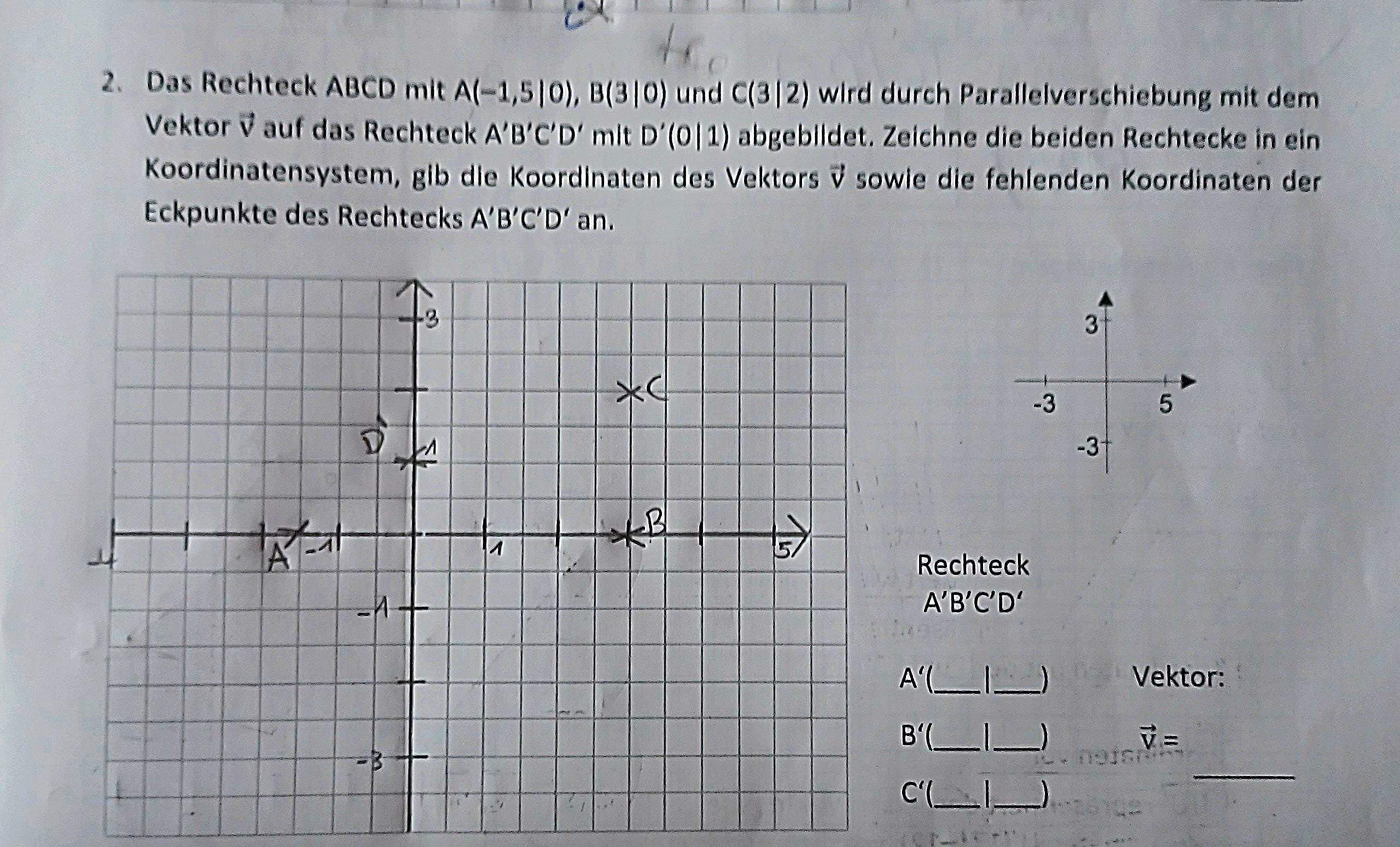 Mathe 7. Klasse. Parallelverschieben, Vektoren... Brauch Hilfe ...