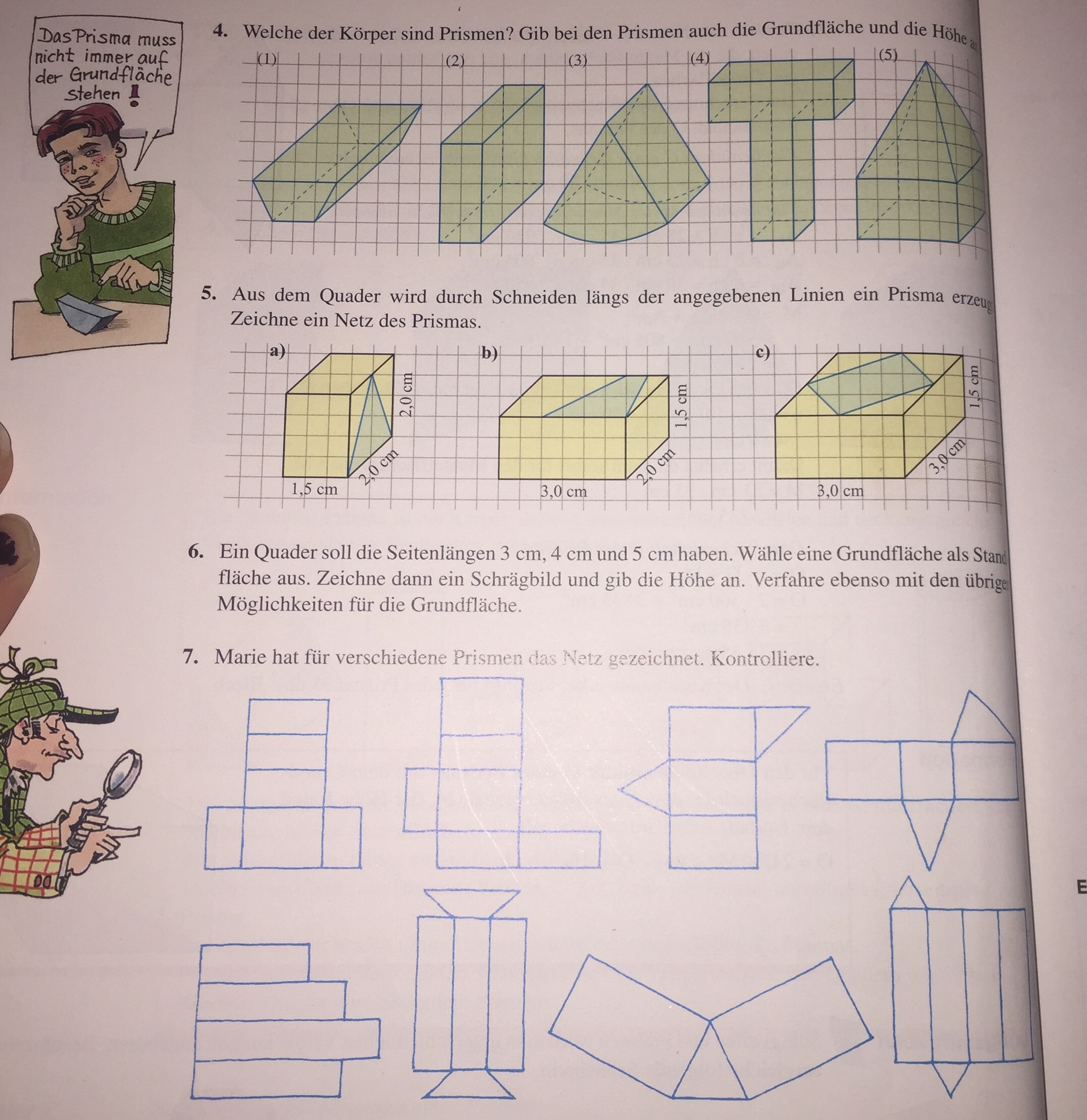 Mathe, 8. Klasse Prismen (was ist ein Prisma, wie zeichne ich das Netz ...
