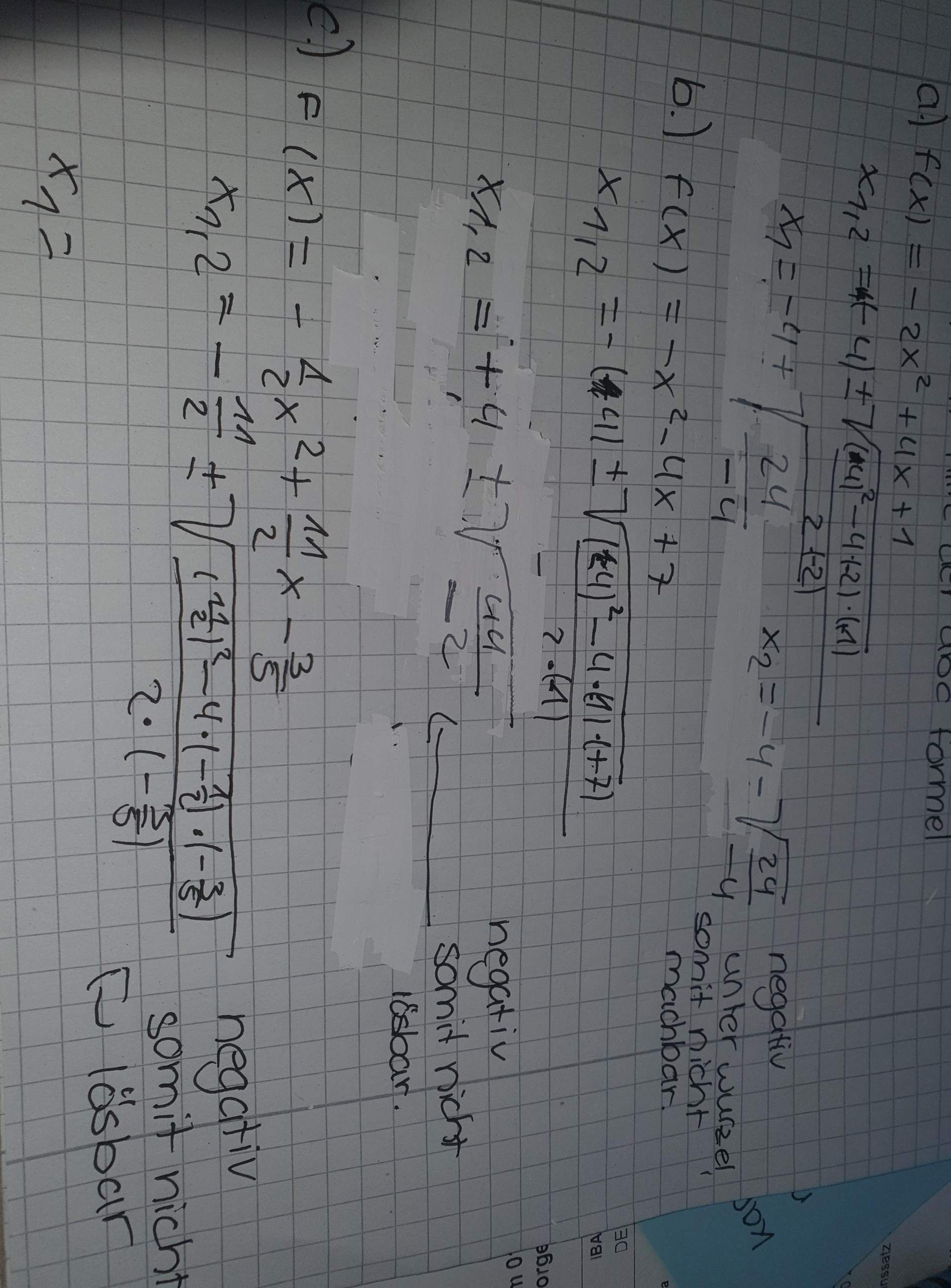 Mathe Aufgabe Abc Formel Schule Mathematik 