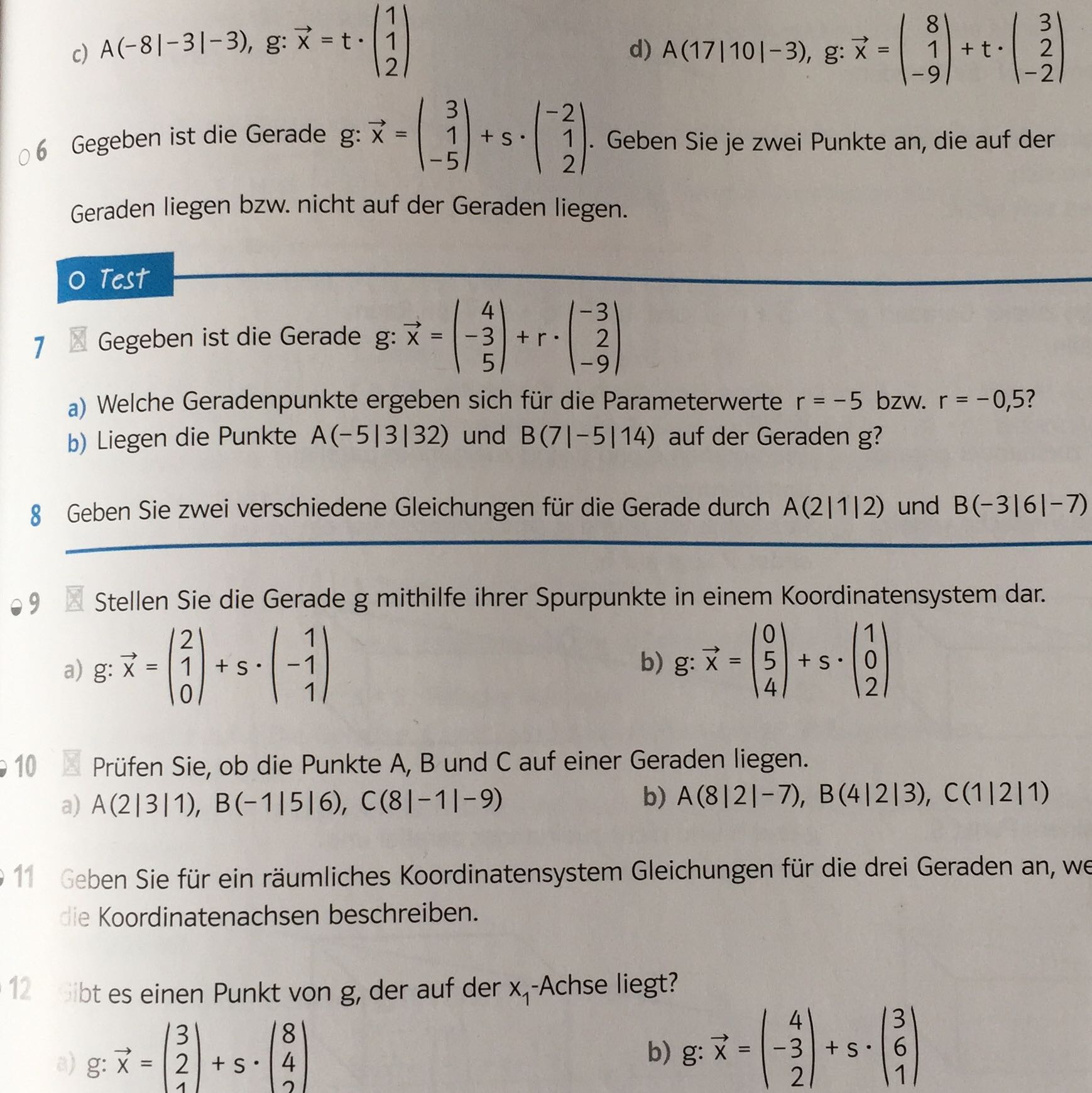 Mathe Frage "Geraden im Raum"? (Aufgabe, Gleichungen)