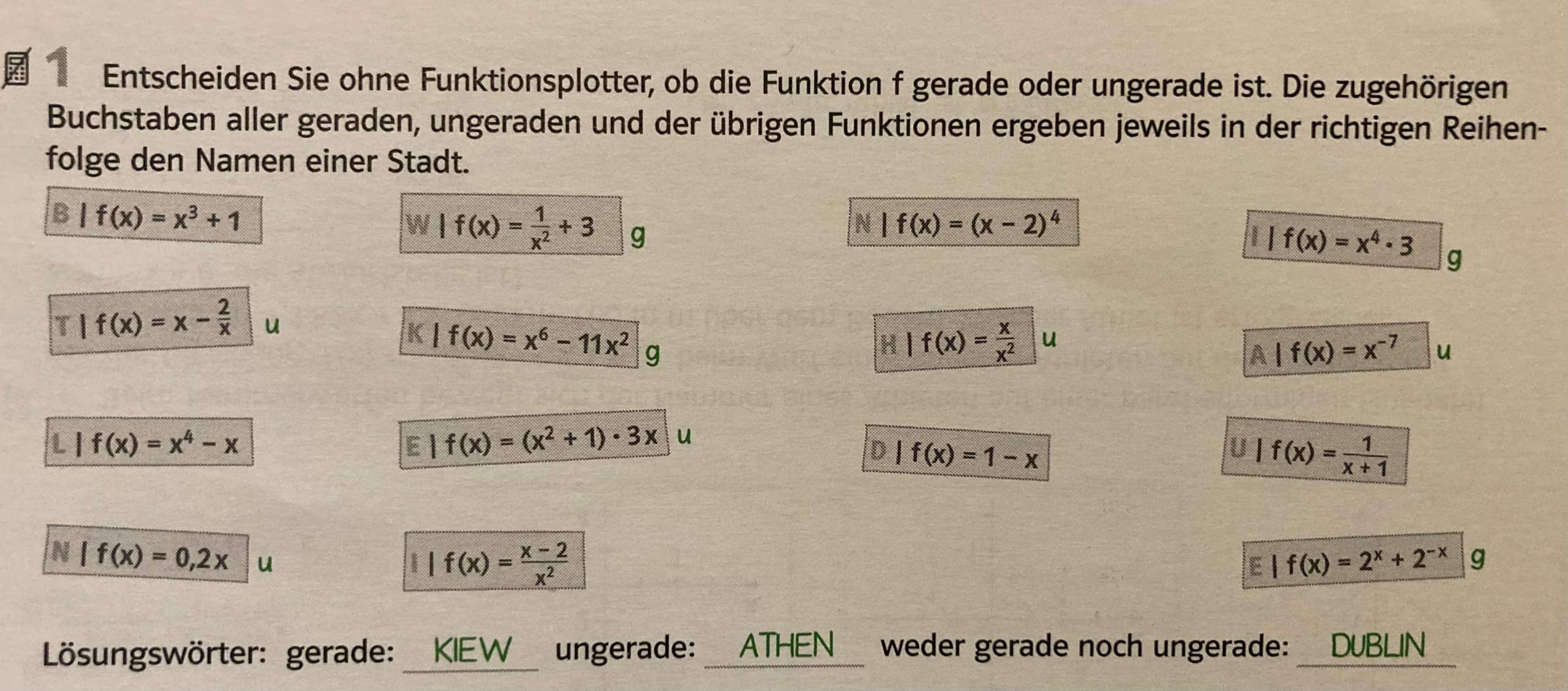 Mathe gerade ungerade oder keins von beiden? (Mathematik, Funktion) Mathe gerade ungerade oder keins von beiden? (Mathematik, Funktion)