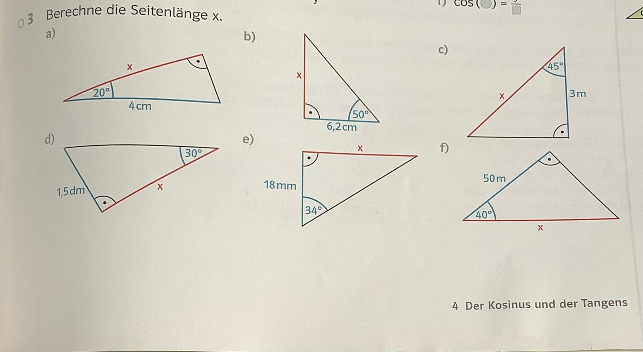 Mathe 10 Klasse Sinus Cosinus Tangens Aufgaben Mathe: Kosinus und Tangens? (rechnen, Gleichungen, Formel)