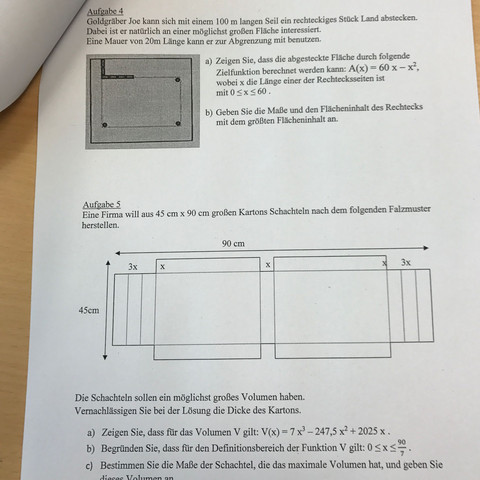 Die Aufgaben - (Schule, Mathe, lk)