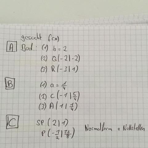 Weiß wer was da zu machen ist? Oder kann das wer lösen? - (Mathe, Funktion, Parabel)
