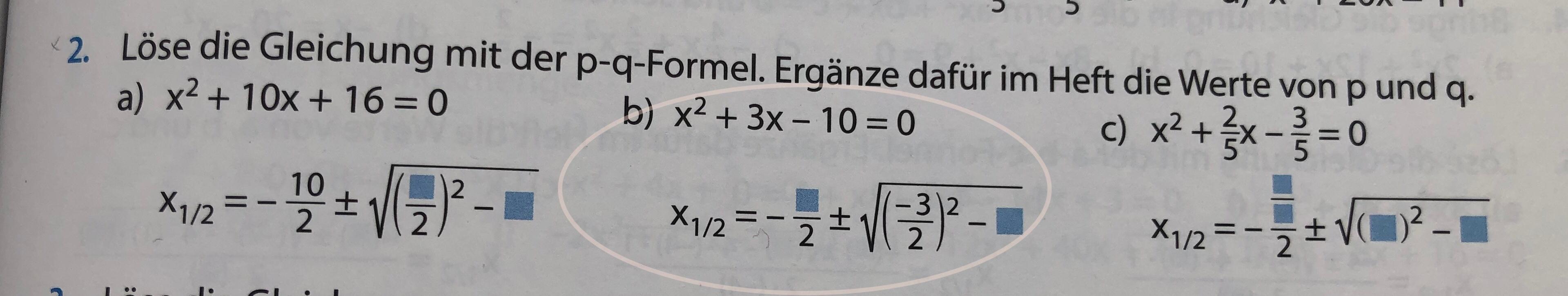 Mathe p-q Formel bei dieser Aufgabe? (Schule)