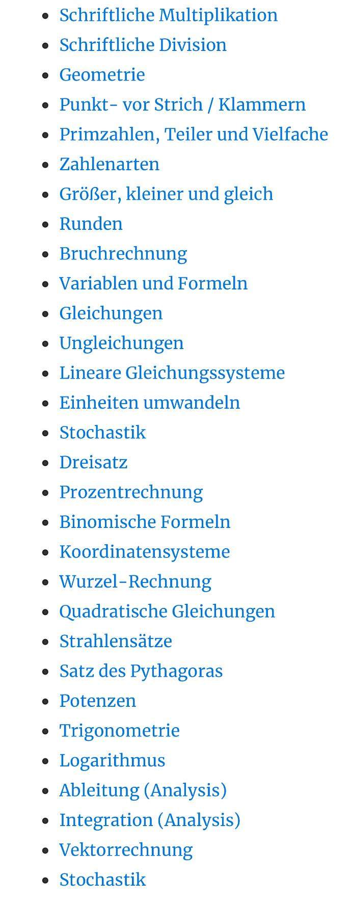 mathe themen 7 10 klasse