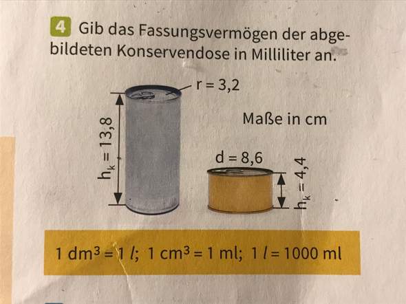 Mathe Zylinder Volumen