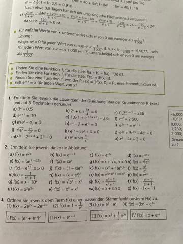 Matheaufgabe Zum Thema E Funktion Ableiten Schule Mathe Mathematik