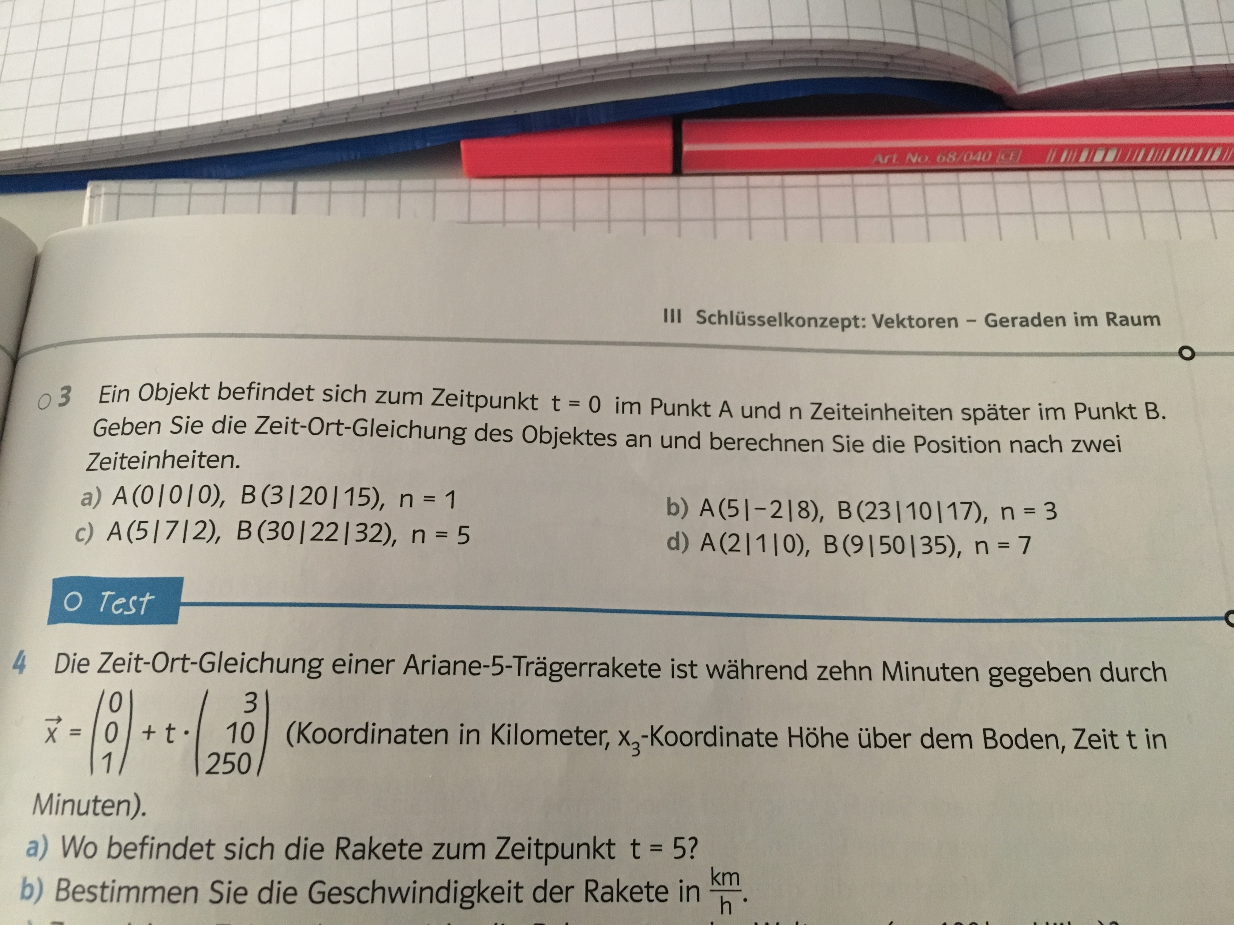 Matheaufgabe zur Zeit-Ort-Rechnung bei Vektoren? (Schule ...
