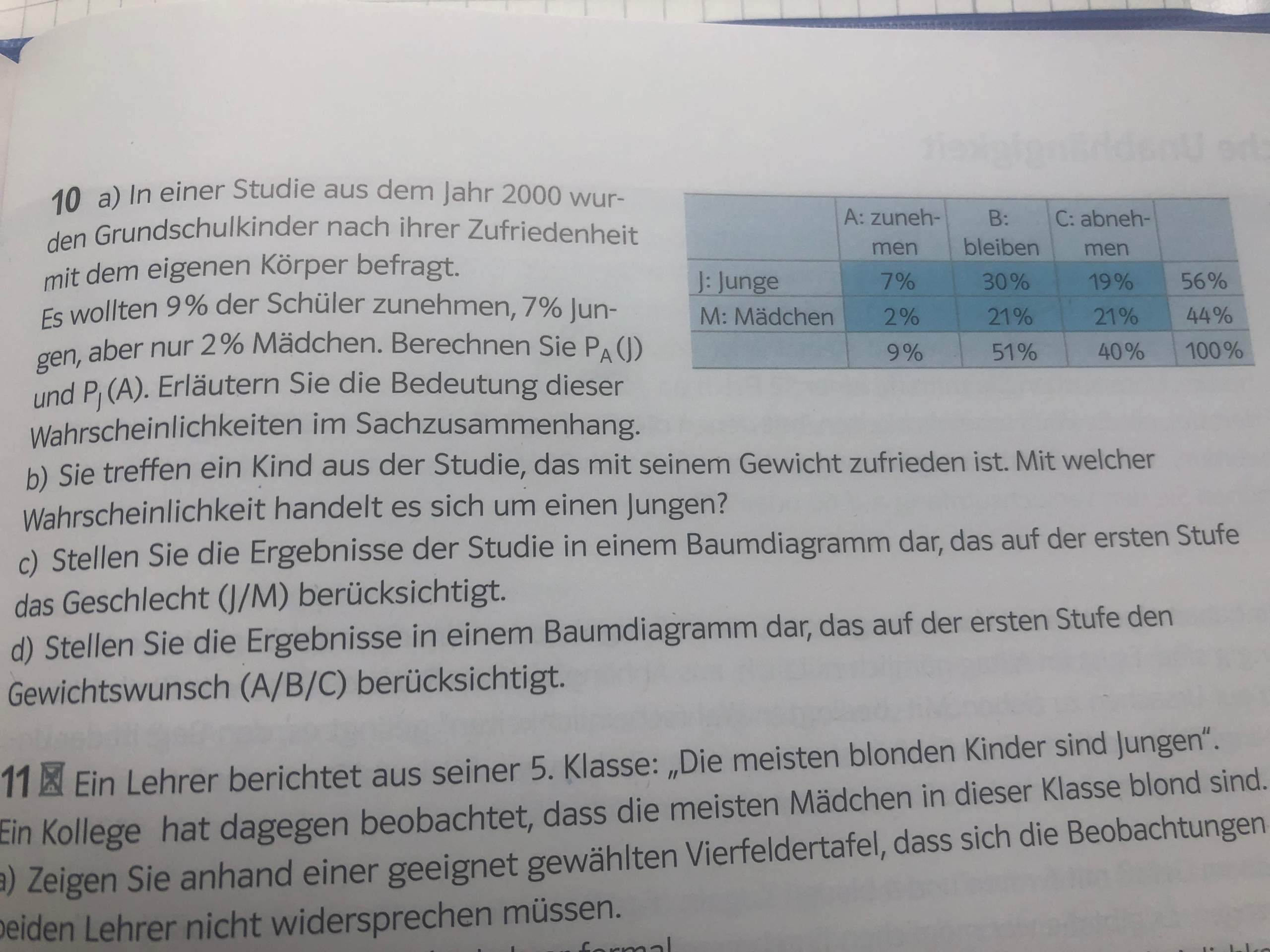 Mathematik Wahrscheinlichkeitsrechnung was bedeutet PJ(A)? (Schule