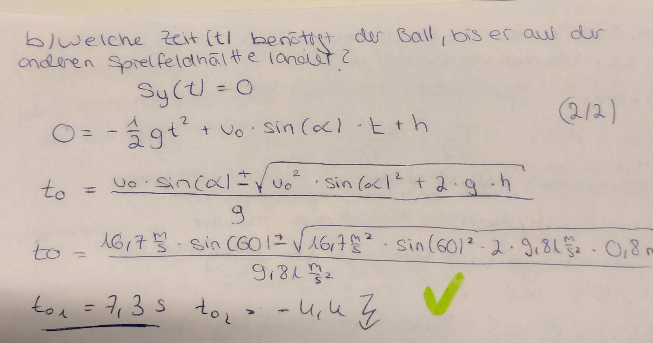 Mechanik wann trifft der Ball auf Boden? (Zeit, Energie, Formel)