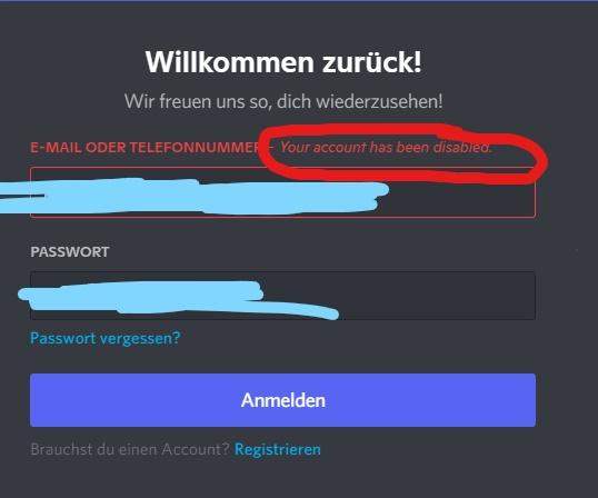 Mein Discord Account wurde deaktiviert. Was tun?