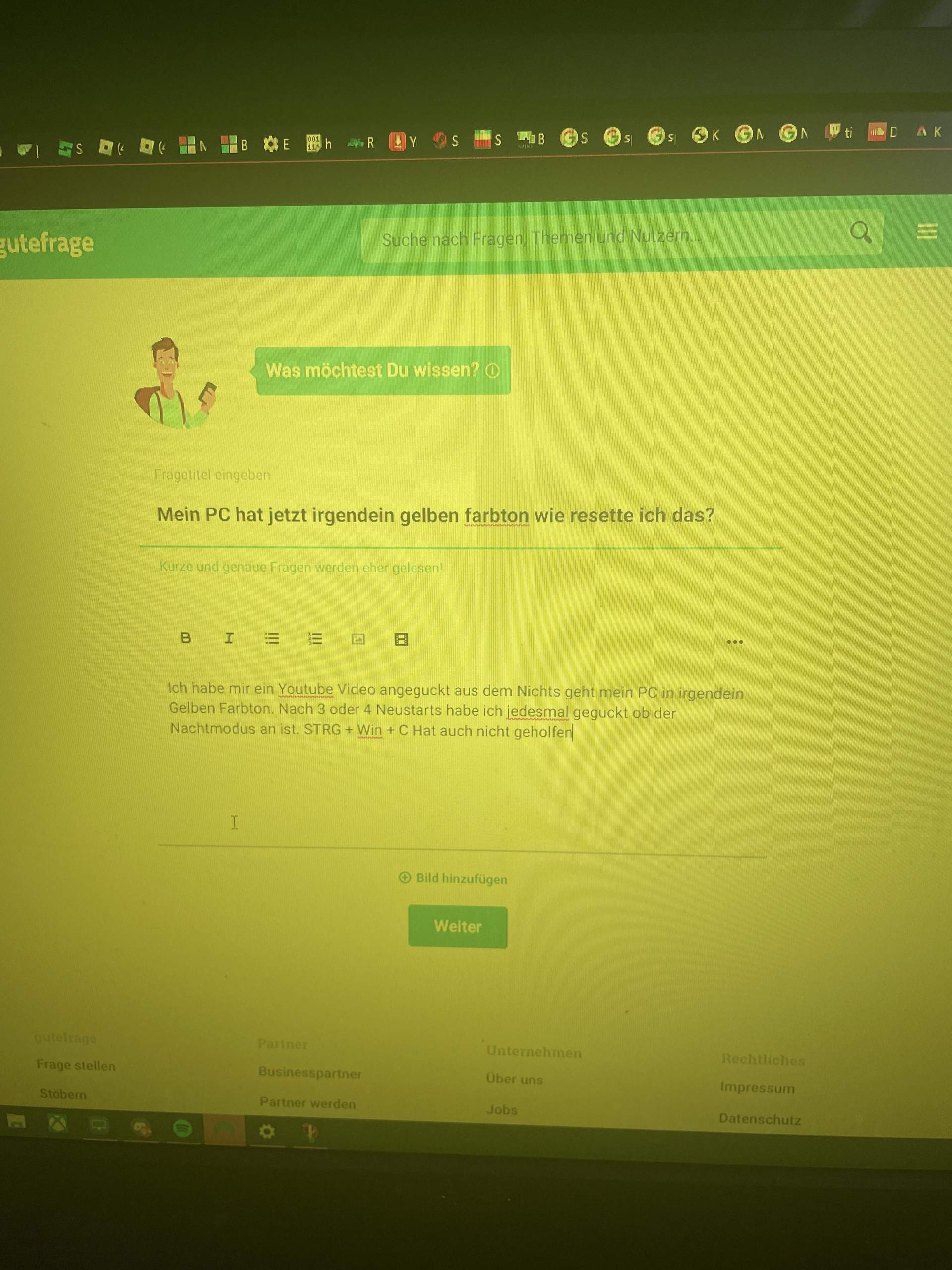 Mein PC hat jetzt irgendein gelben farbton wie resette ich das? (PC ...