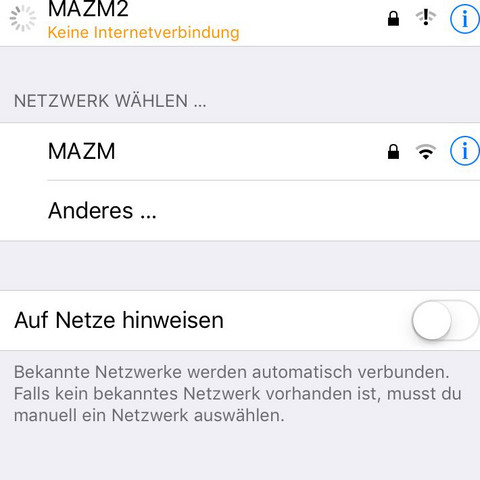 Bei Netzwerk MAZM steht genau das gleiche  - (Computer, Internet, iPhone)