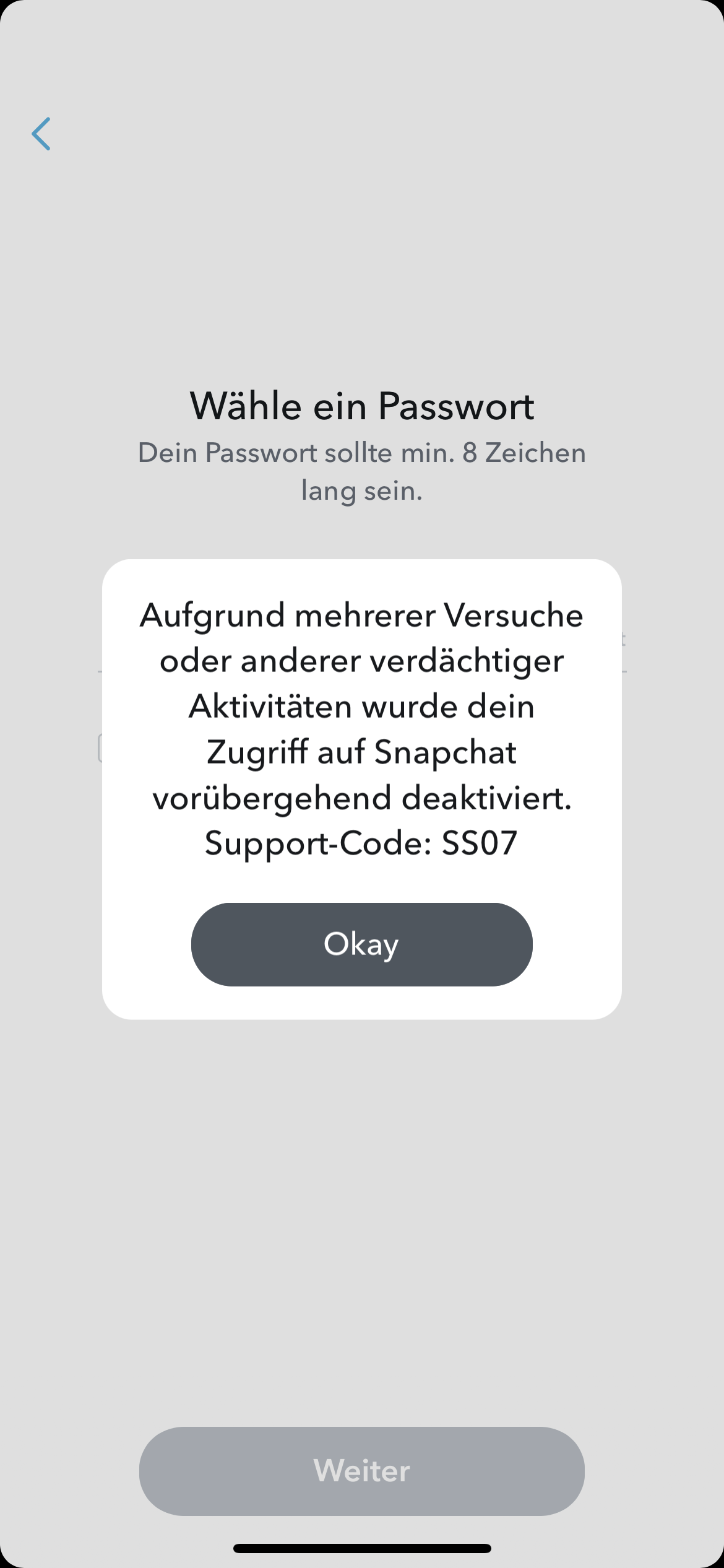 Mein Zugriff auf Snapchat ist schon seit ca 2 Wochen gesperrt Kann mir