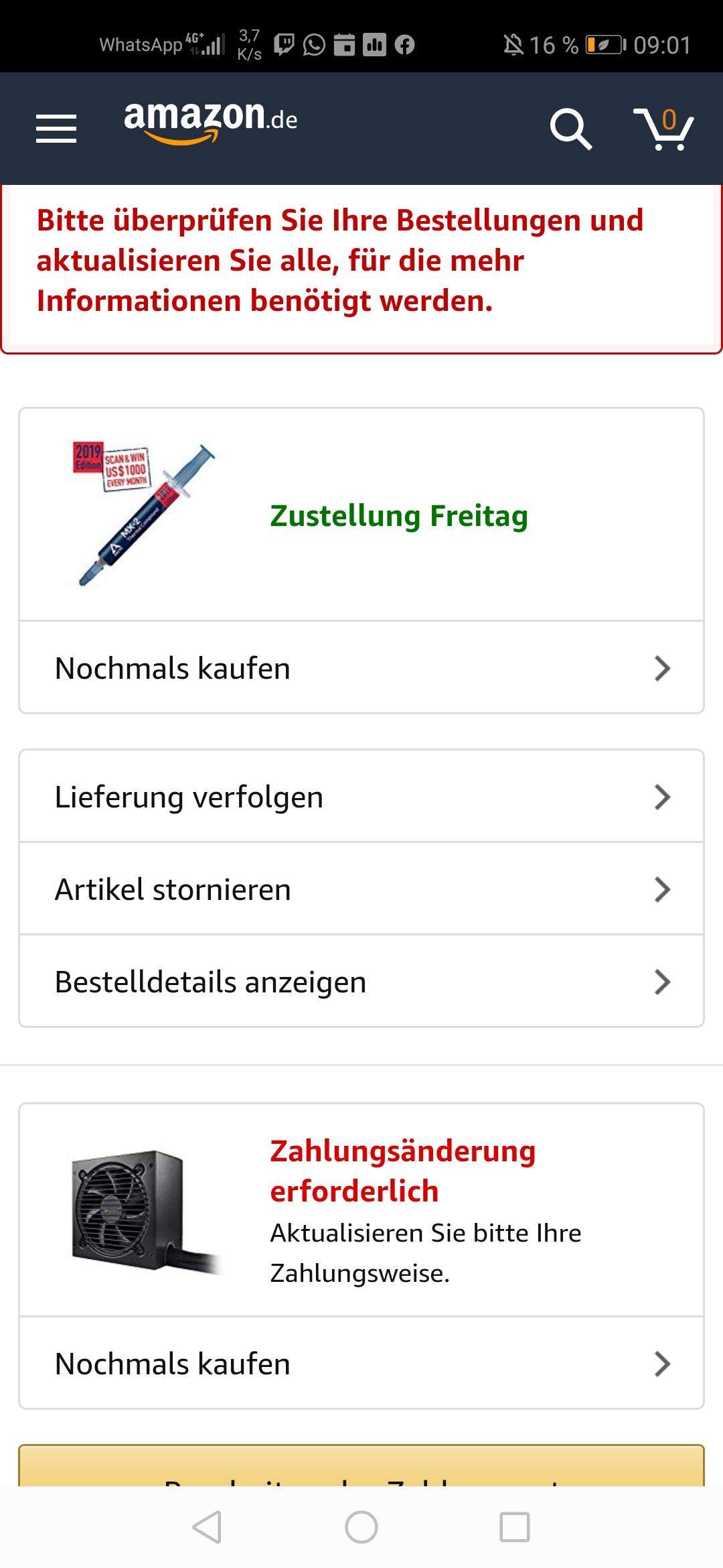 Meine Amazon Bestellungen werden immer wieder abgebrochen? (Computer, Technik, Technologie) meine amazonbestellungen