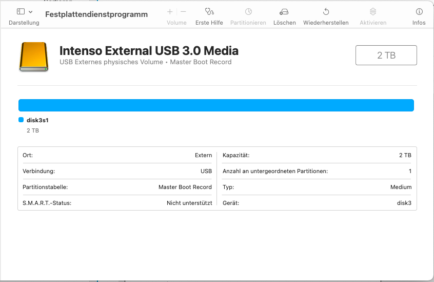 Meine externe Festplatte wird vom Mac erkannt, kann jedoch plötzlich nicht mehr gelesen werden