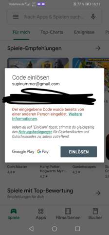 Meine Google Play Karte funktioniert nicht? (Handy, Geld, Google Play Store)