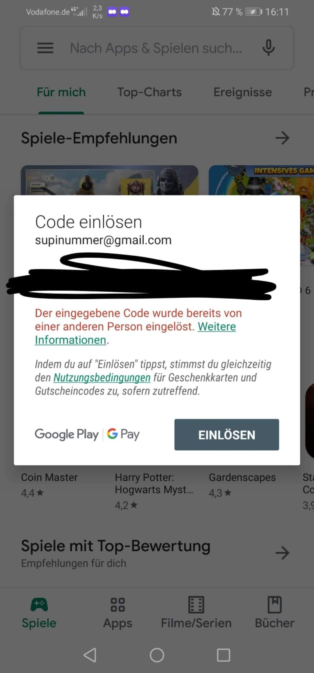 Meine Google Play Karte funktioniert nicht? (Handy, Geld, Google Play Meine Google Play Karte funktioniert nicht? (Handy, Geld, Google Play