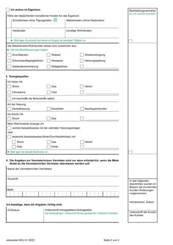 Meine Tochter 17 hat noch kein IBAN aber muss KDU ausfüllen?