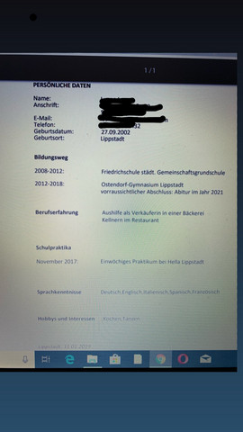 - (Job, Bewerbung, Meinung)