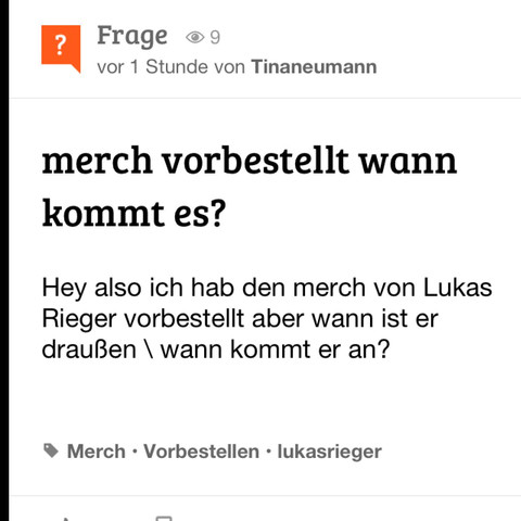 Hier die Frage - (Vorbestellen, Merch)