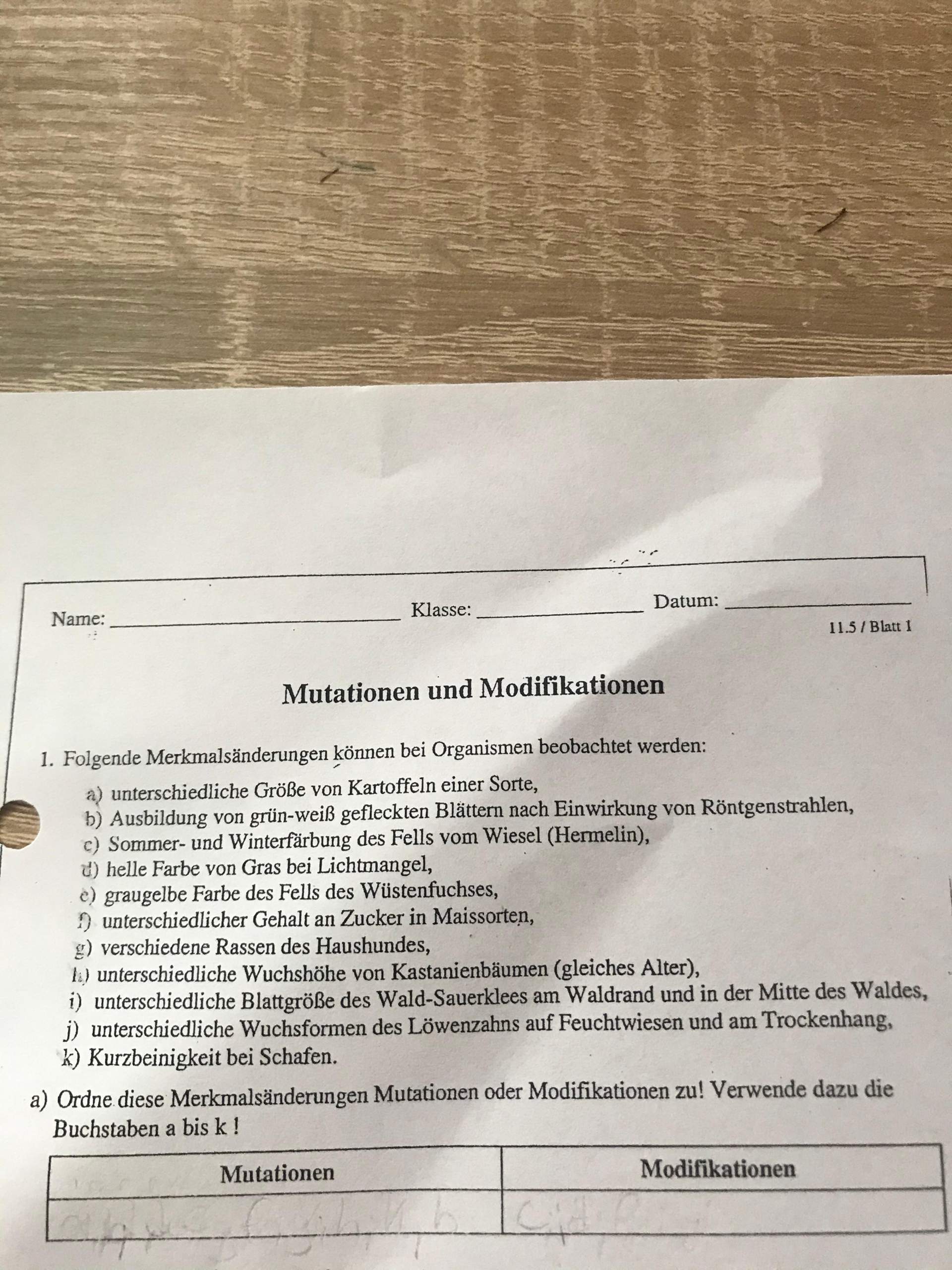 Merkmalsänderung Mutation o. Modifikation? (Computer, Biologie) - 0 Full