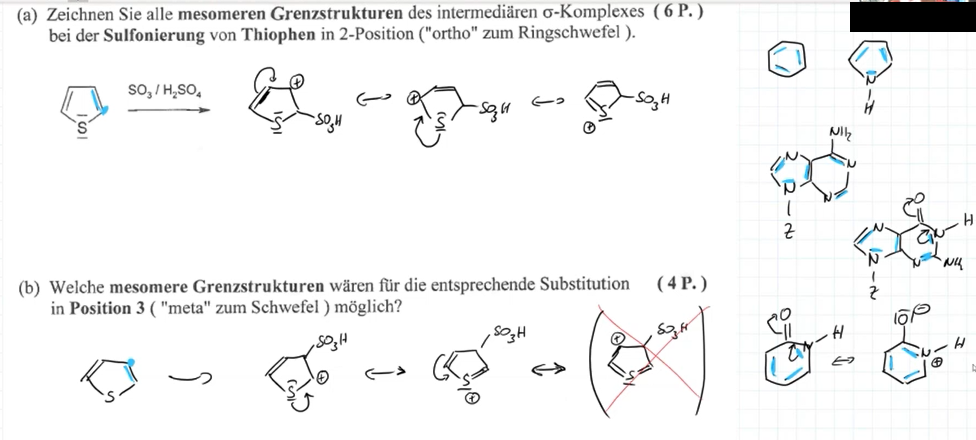 Mesomere Grenzstrukturen des intermediären σ-Komplexes? (Formel, Atom ...