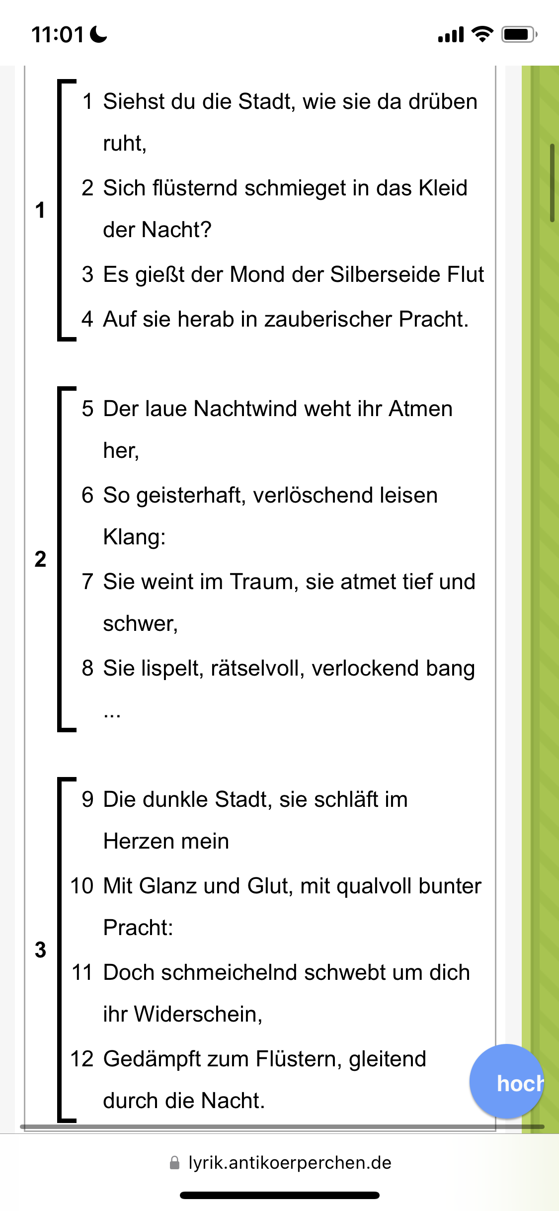 Metrum Einzeichnen? (Deutsch, Gedicht)