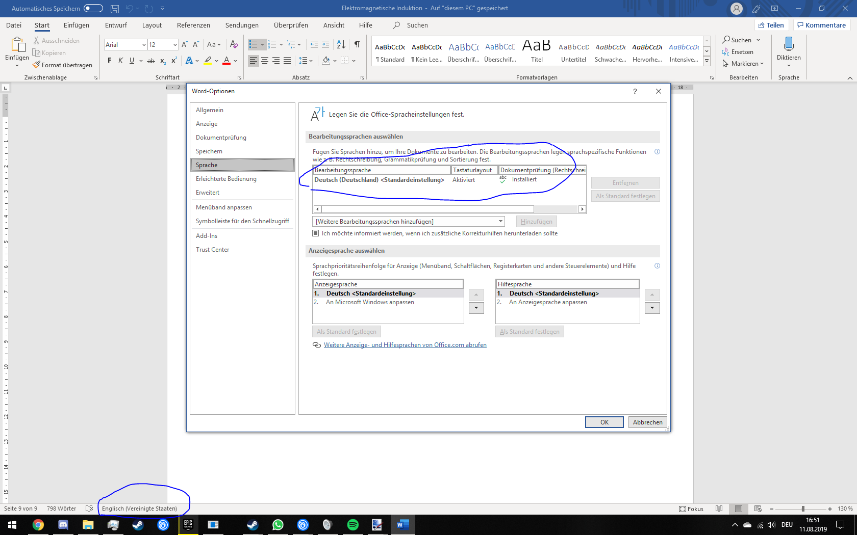 Microsoft Word springt immer auf Englisch obwohl nur Deutsch eingestellt ist? Microsoft Word springt immer auf Englisch obwohl nur Deutsch eingestellt ist?