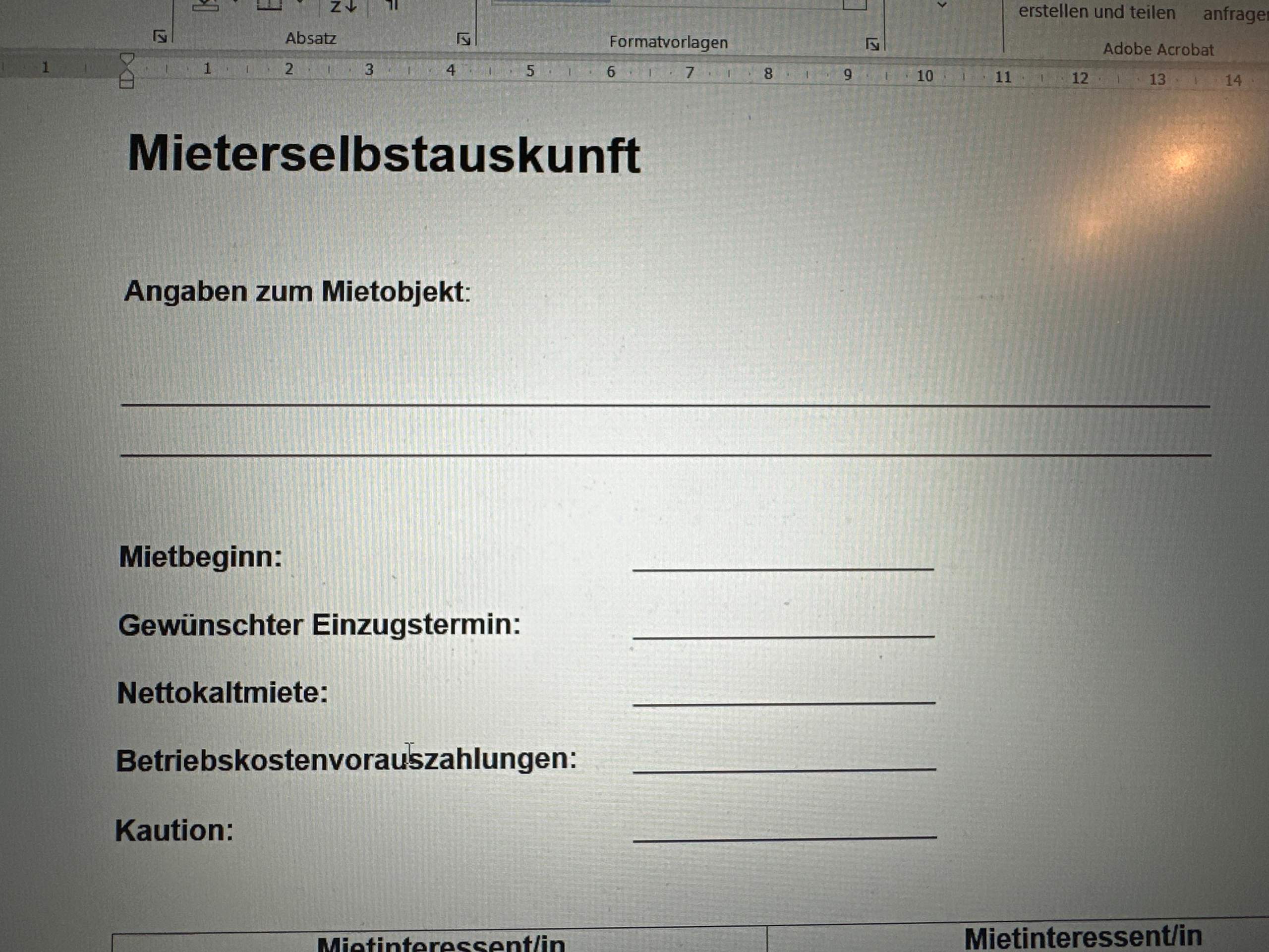 Mieterselbstauskunft - was eintragen? (Vermieter, Mieter, Mietvertrag)