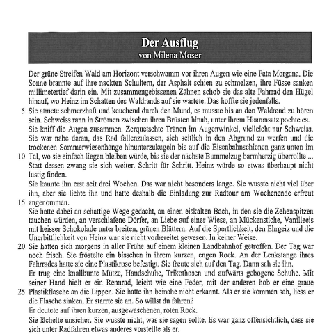 Milena Moser Der Ausflug Kreatives Schreiben Geschichte Zu Ende Schreiben Deutsch Verkauferin