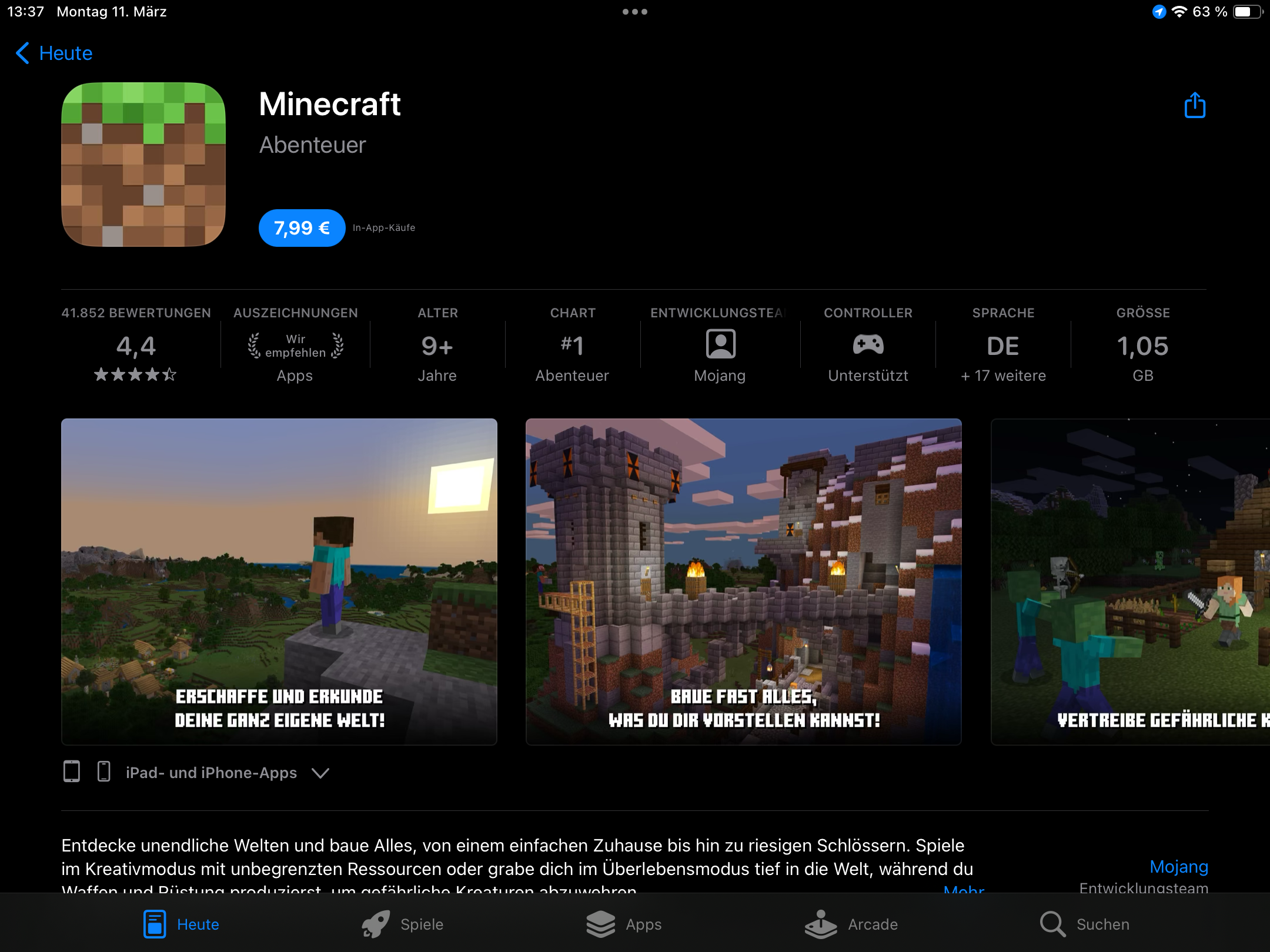 Minecraft Apple und Android? (iOS, Google Play Store, App Store)