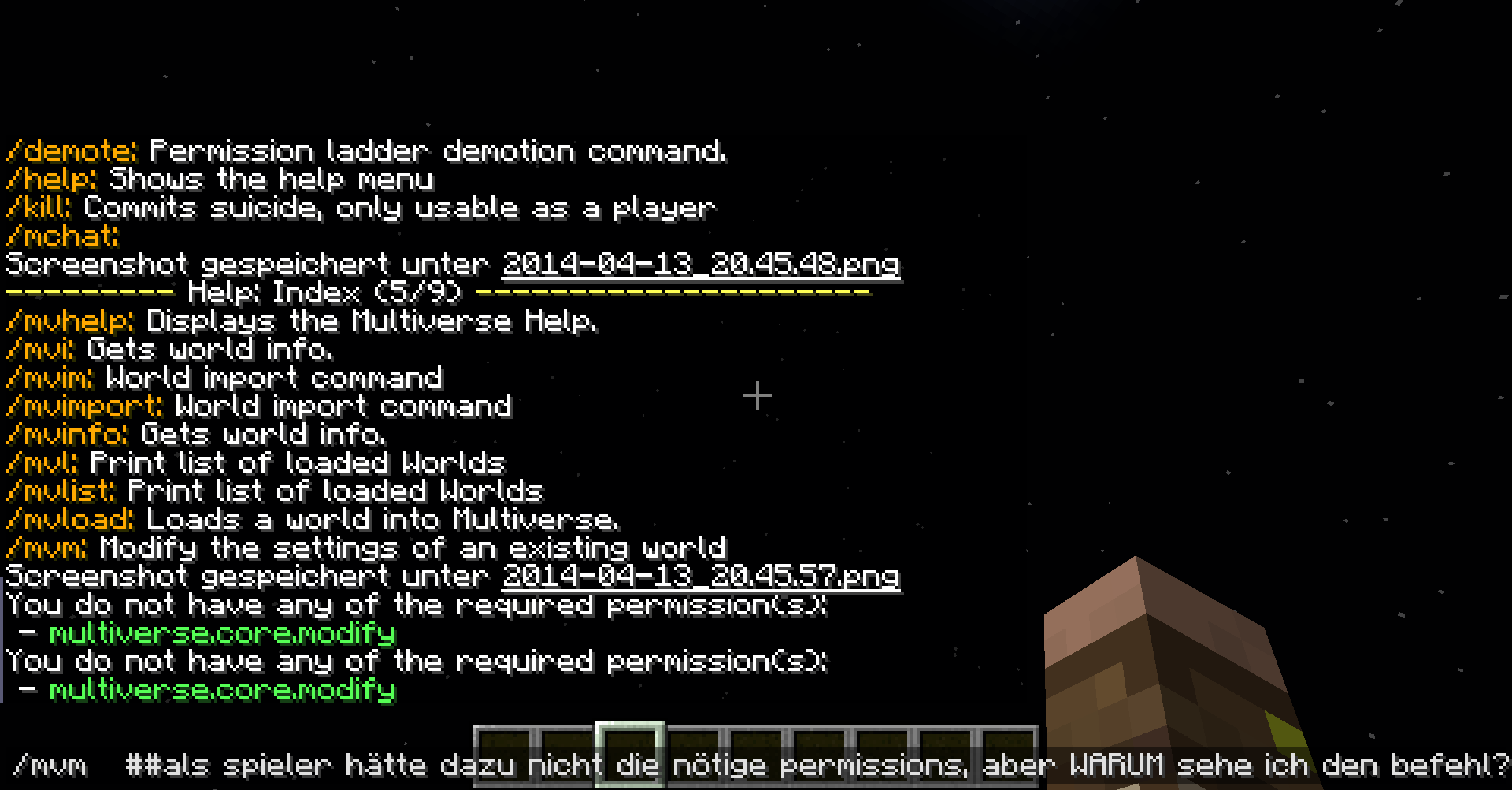 What is the title of this picture ? Minecraft Bukkit Server /help zu viele befehle (Computer, IT, Plug-in)