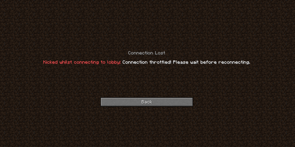 Minecraft: "Connection throttled!"