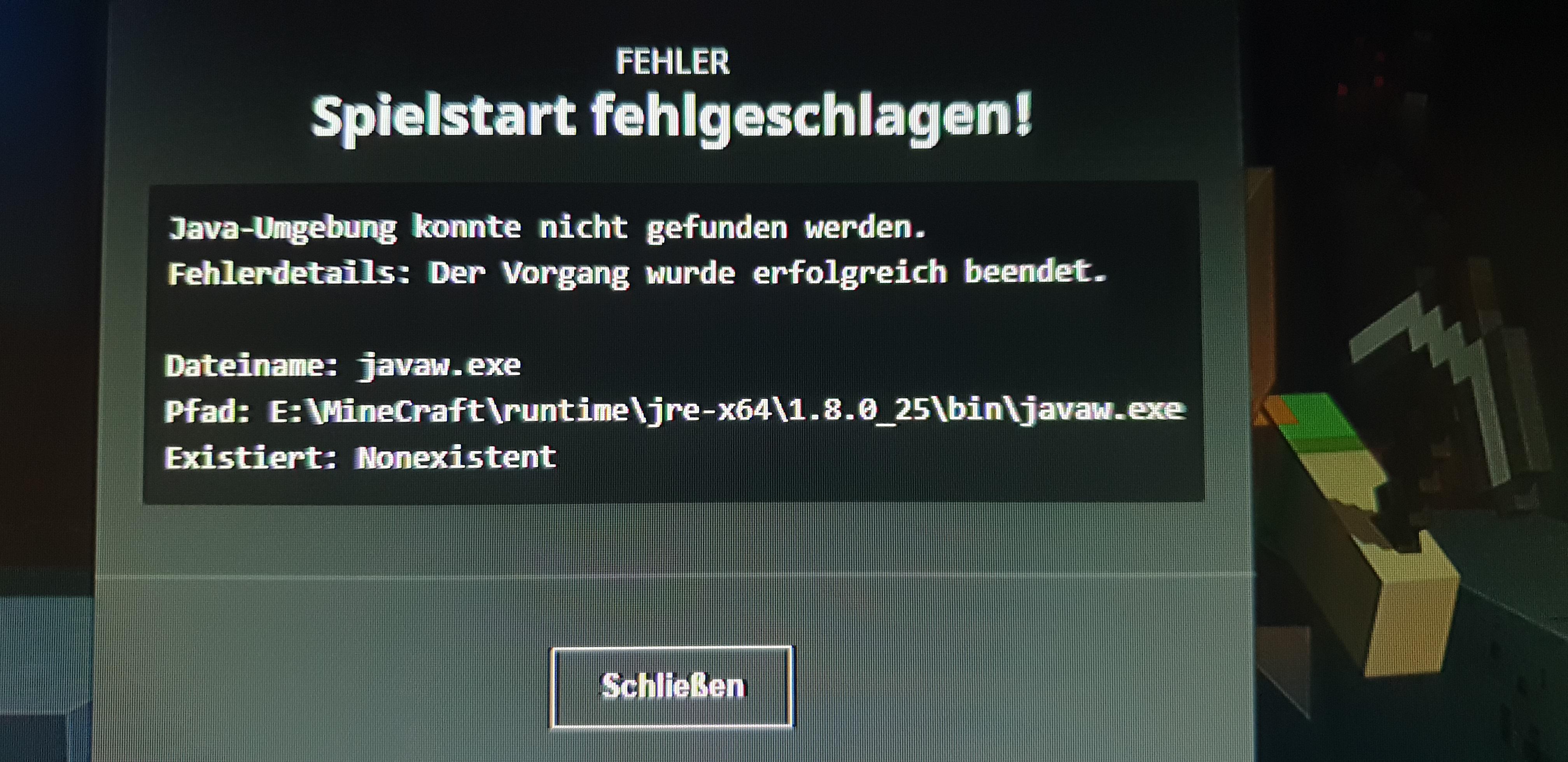 Minecraft Java Umgebung Konnte Nicht Gefunden Werden