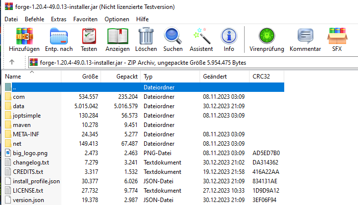 Minecraft Forge datei lädt nicht als Exe herunter?