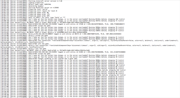 Das ist einer der logs bei denen der Server abgeschmiert ist. - (Minecraft, Server, zocken)