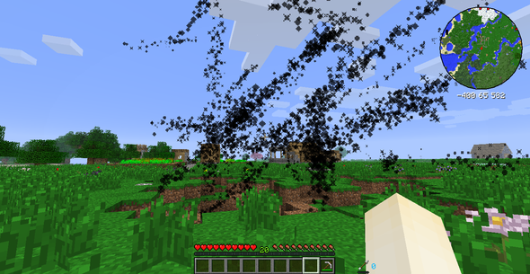 Minecraft Hexxit: Schwarze Partikel  fliegen durch die Luft