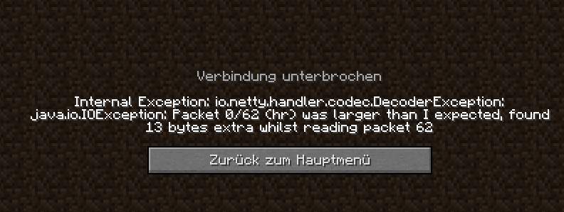 Illegal packet received terminating connection minecraft что это