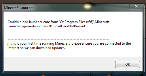 Minecraft Launcher Installationsfehler auf Windows 7?