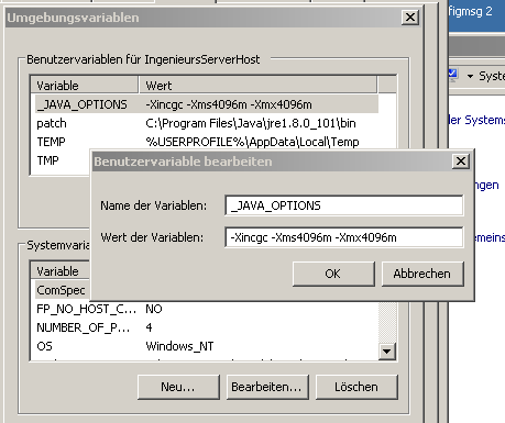 Und der Java Umgebungsvariablen Eintrag + patch - (Server, Windows 7, Java)